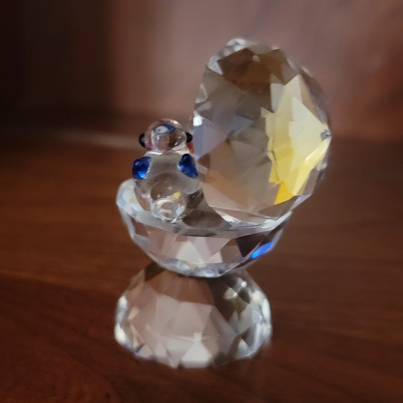 CRYSTAL WORLD ♡ Vintage Heavy Crystal Bird Bath with Two Precious Little Birds - Picture 7 of 11